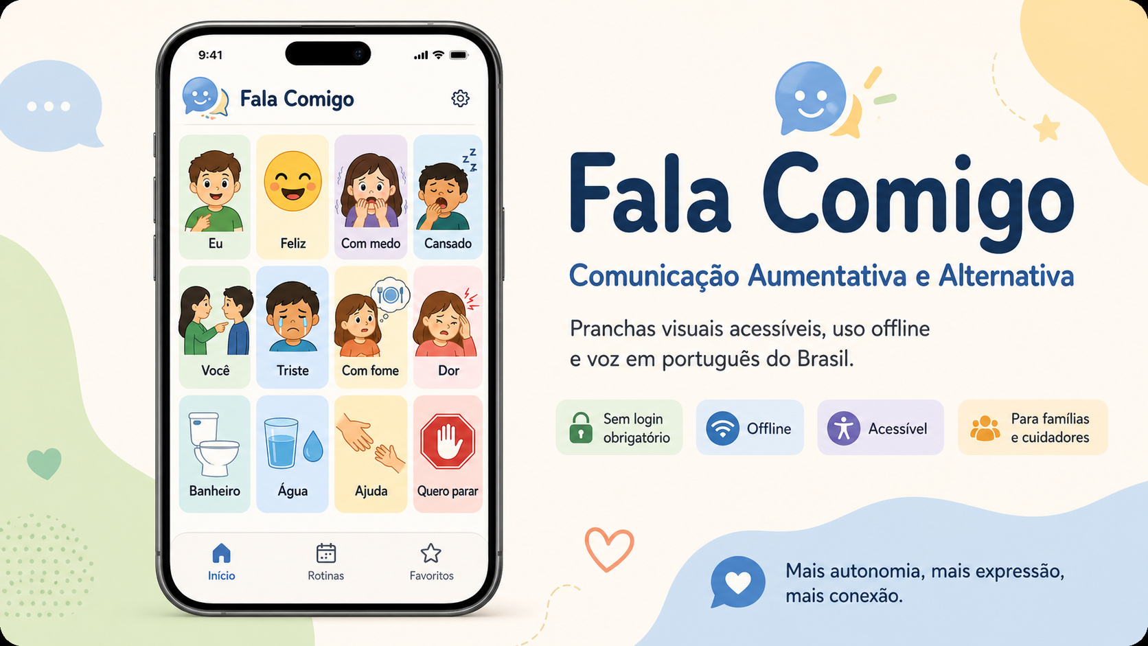 Banner principal do app Fala Comigo — Comunicação Aumentativa e Alternativa