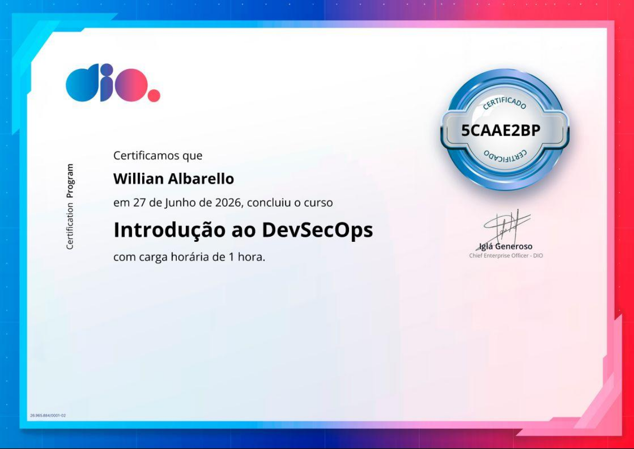 Certificado Introdução ao DevSecOps
