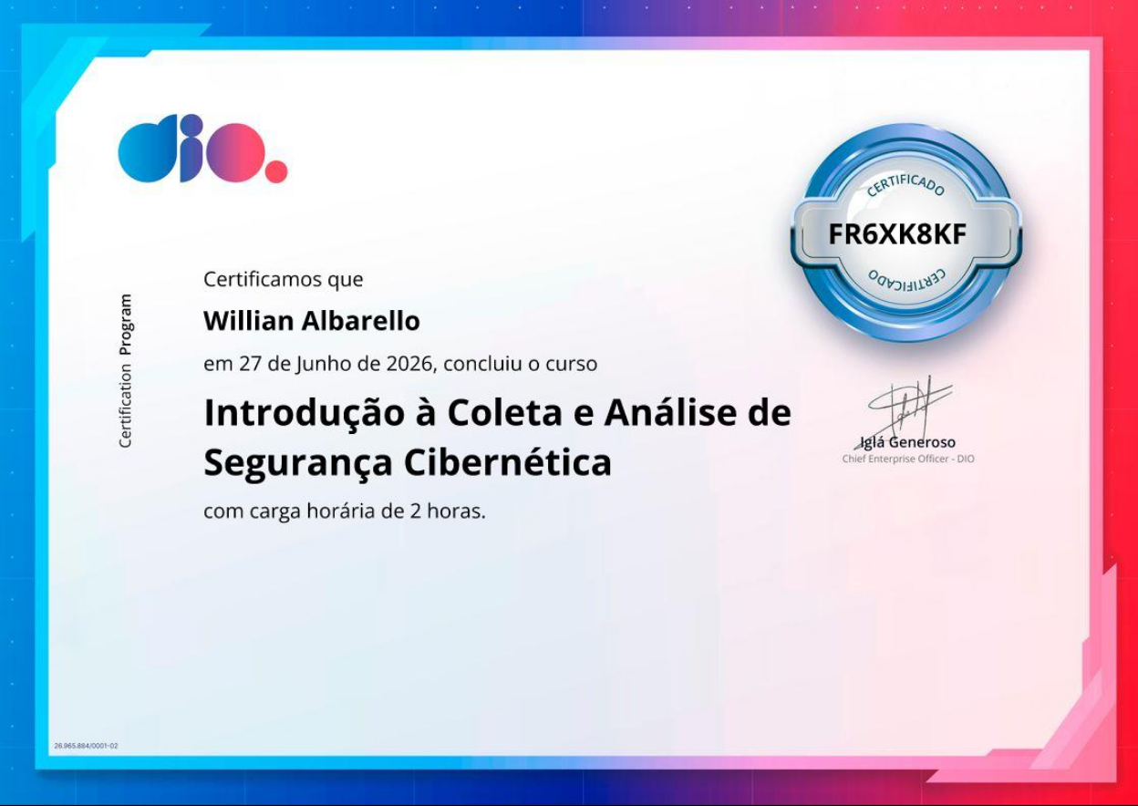 Certificado Introdução à Coleta e Análise de Dados